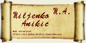 Miljenko Anikić vizit kartica